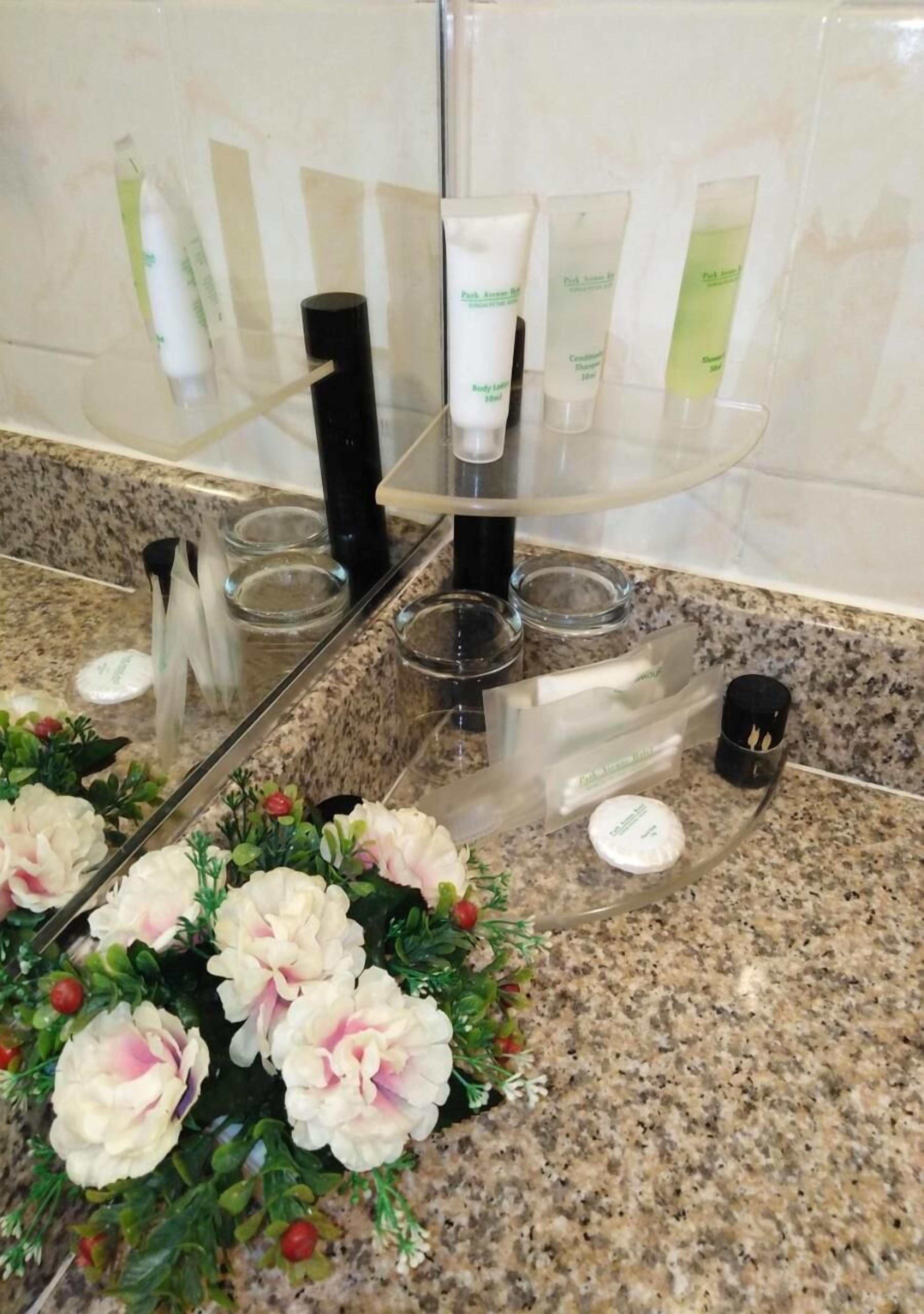 shower, free toiletries, slippers, bidet