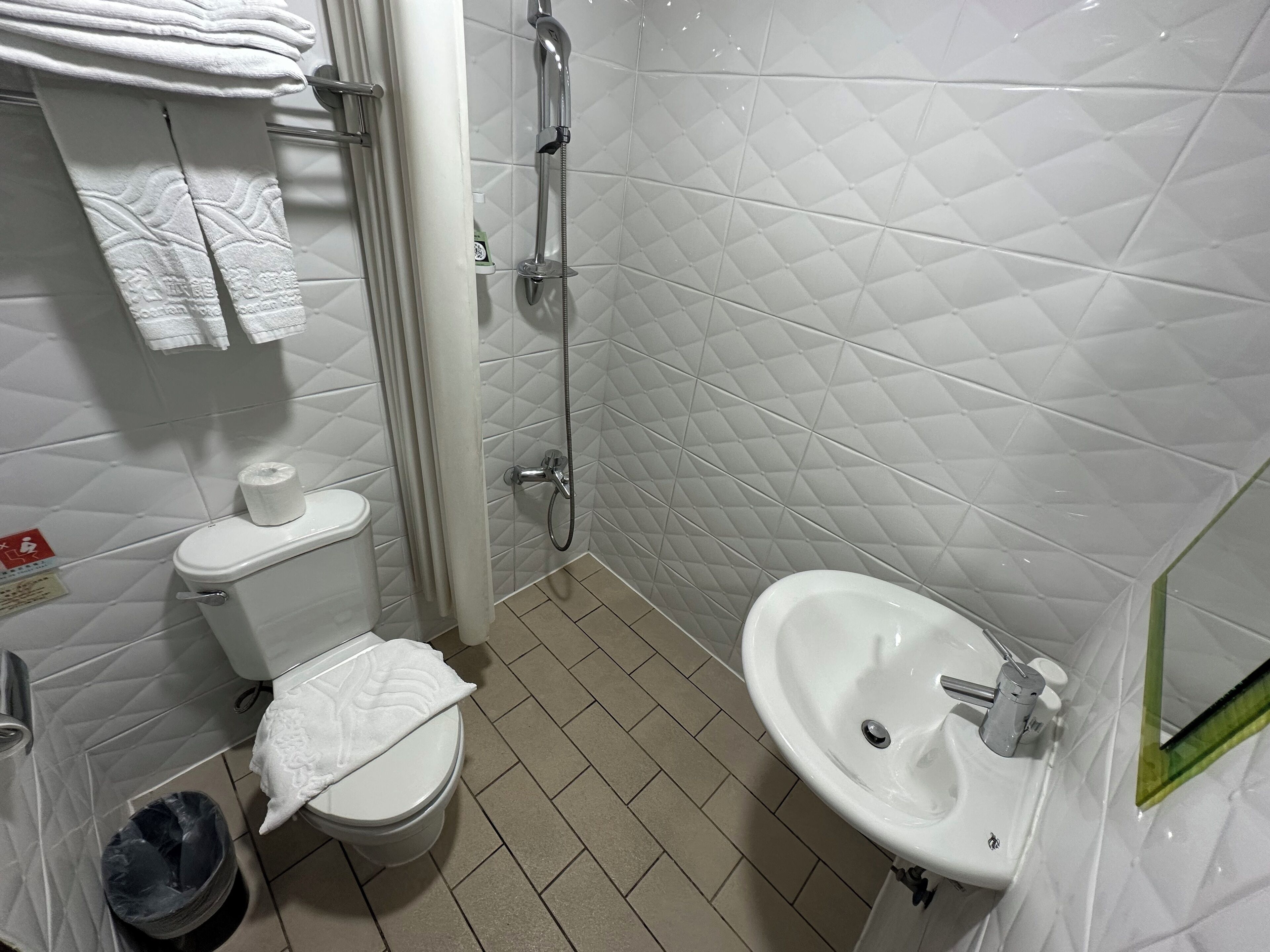 free toiletries, hair dryer, slippers, towels