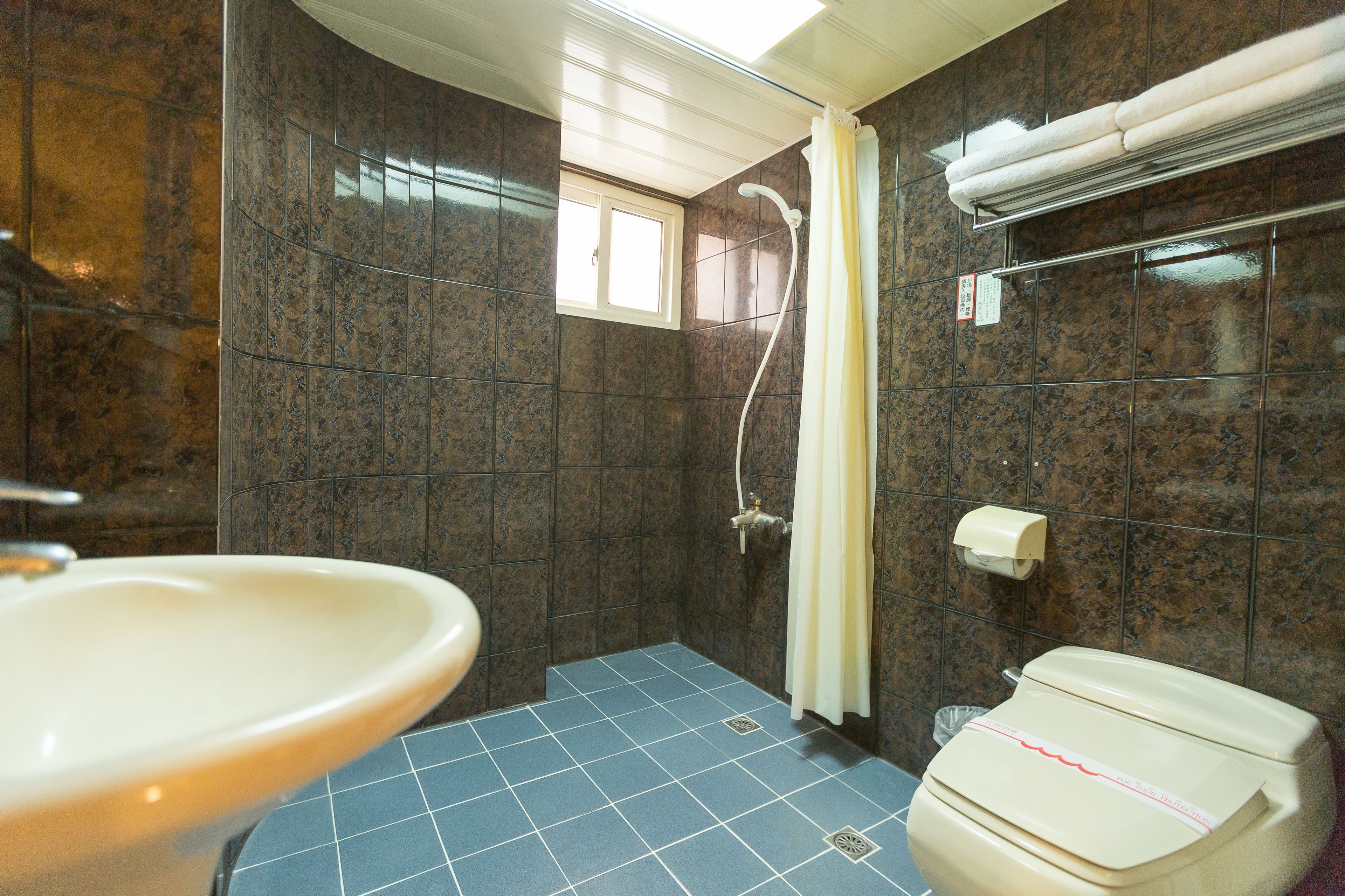 free toiletries, hair dryer, slippers, towels