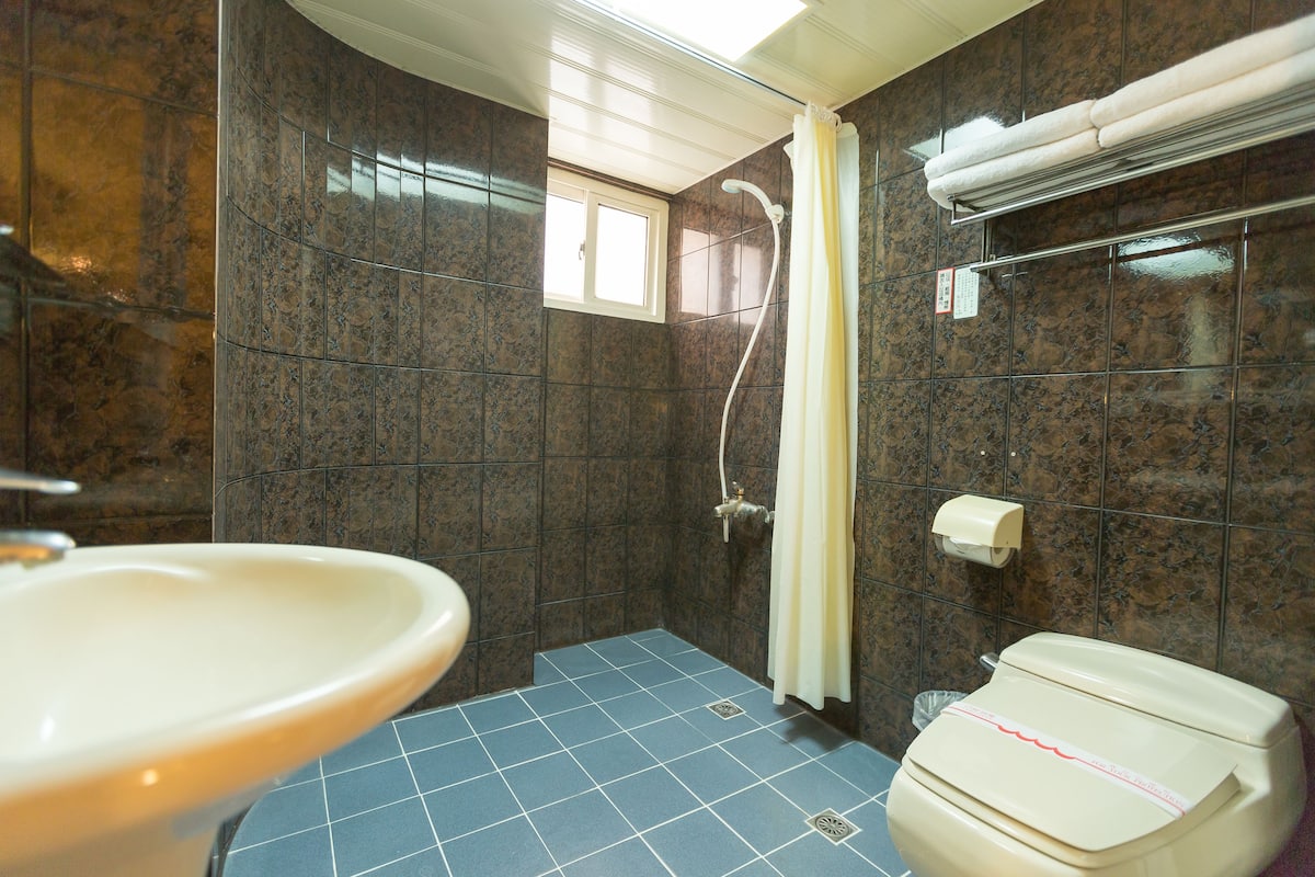 free toiletries, hair dryer, slippers, towels