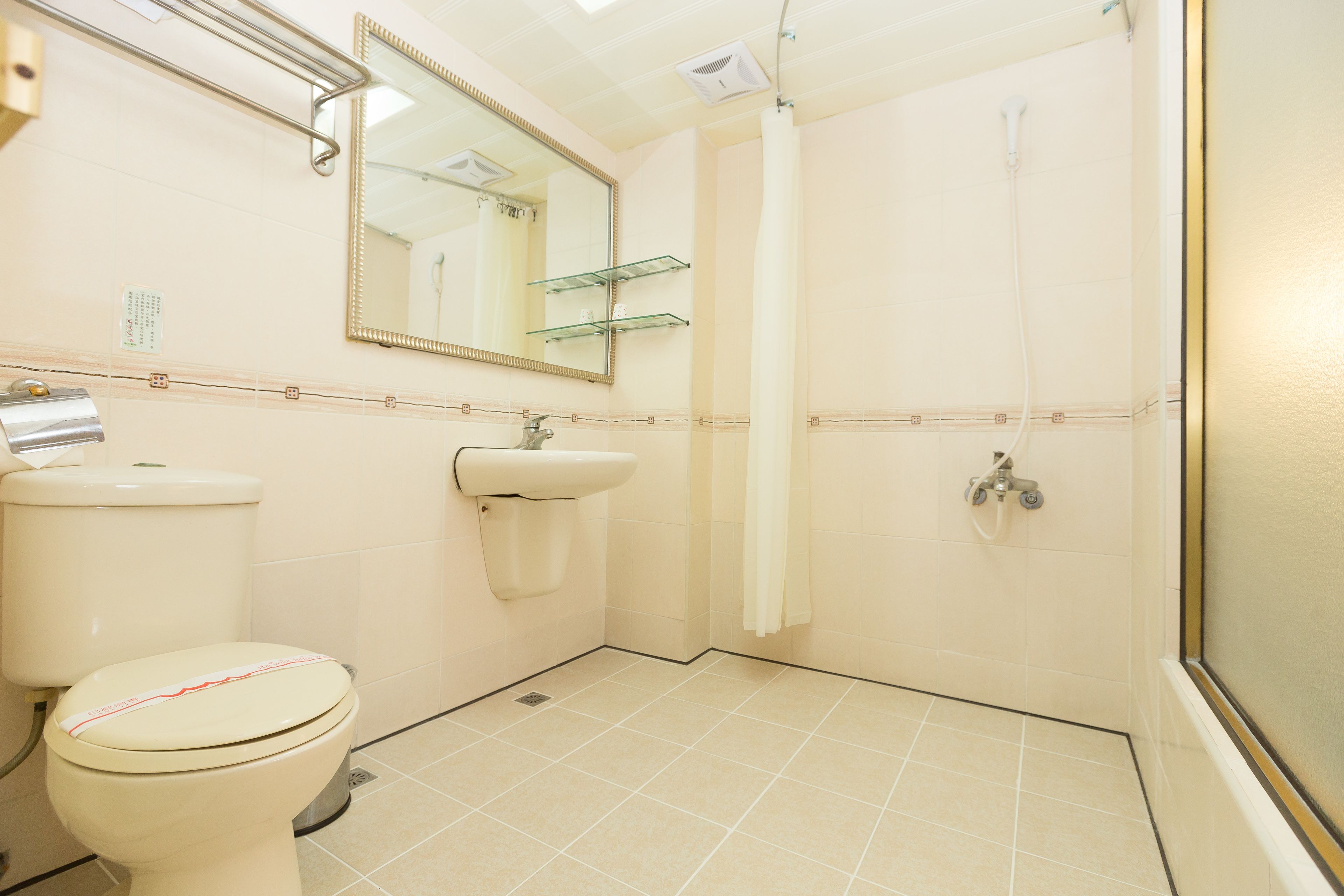 free toiletries, hair dryer, slippers, towels