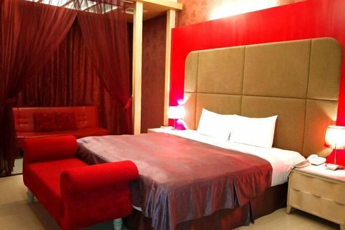 Down comforters, desk, blackout drapes, soundproofing