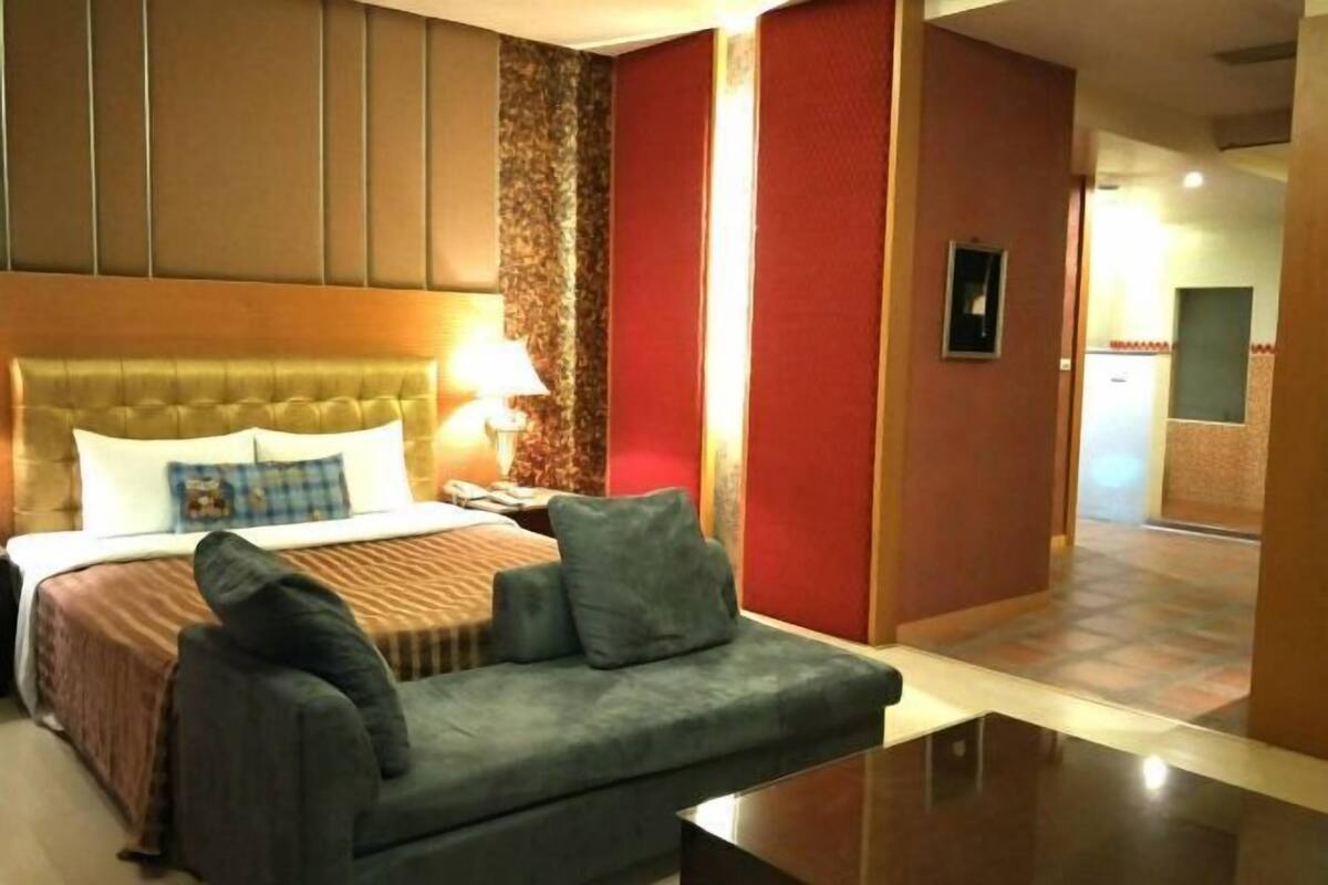 Down comforters, desk, blackout drapes, soundproofing