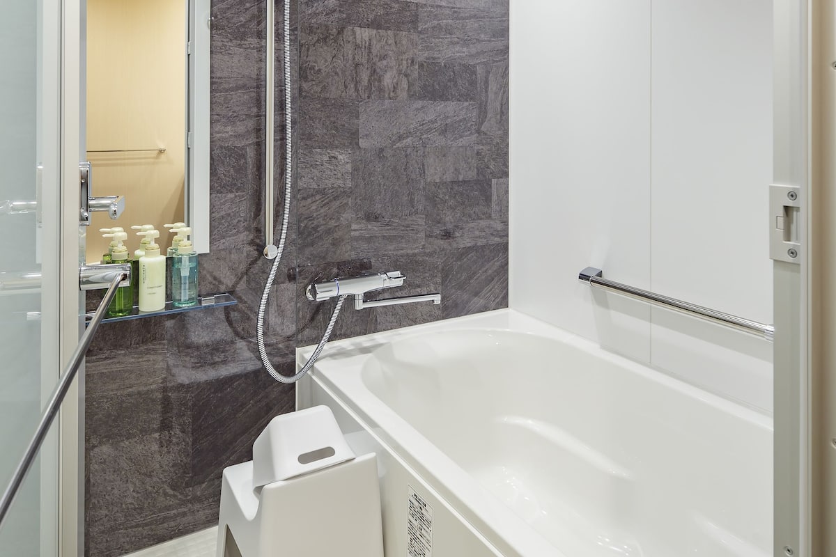 free toiletries, hair dryer, slippers, bidet