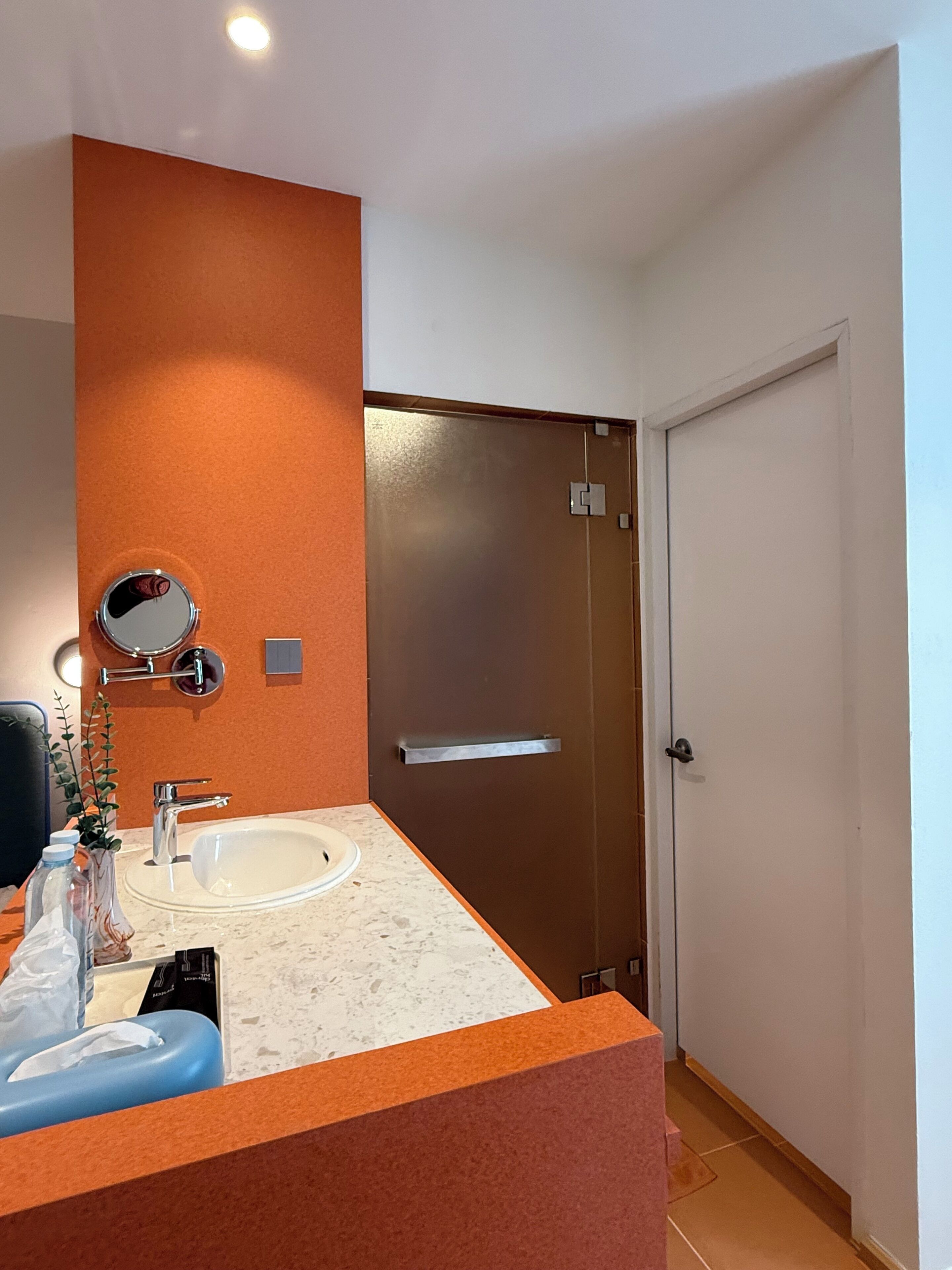 shower, rainfall showerhead, free toiletries, hair dryer