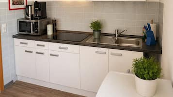 Classic Apartment, 3 Bedrooms, Balcony, Park View | Private kitchen | Fridge, microwave, stovetop, coffee/tea maker