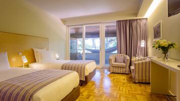 In-room safe, desk, laptop workspace, soundproofing