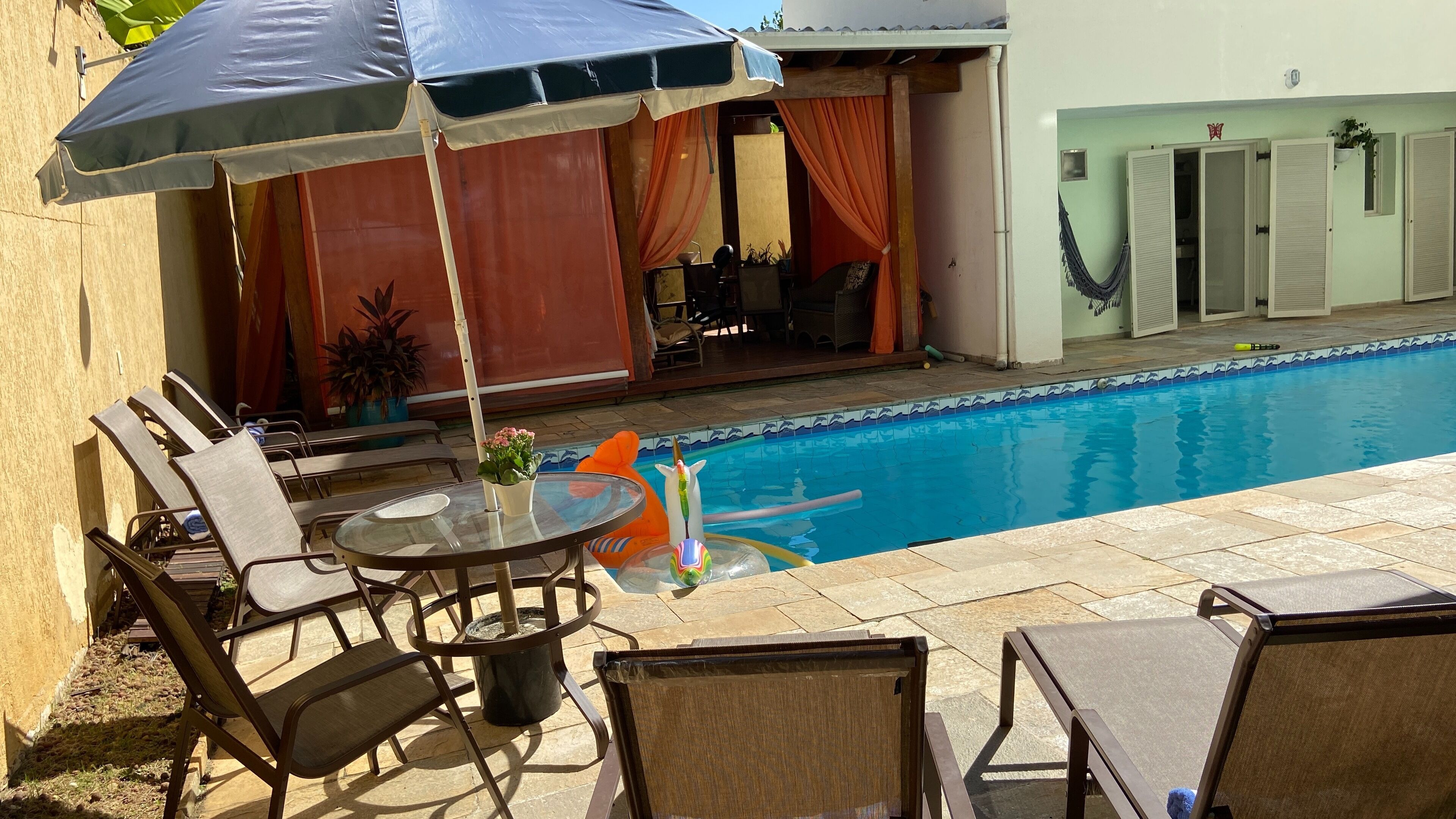 Outdoor pool, sun loungers