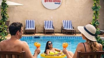 Outdoor pool, pool loungers