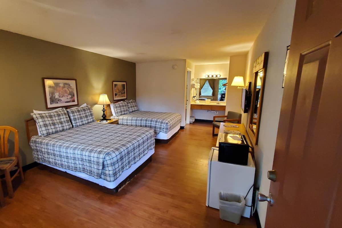 Standard Room, 2 Double Beds, Non Smoking | Laptop workspace, iron/ironing board (on request), free rollaway beds