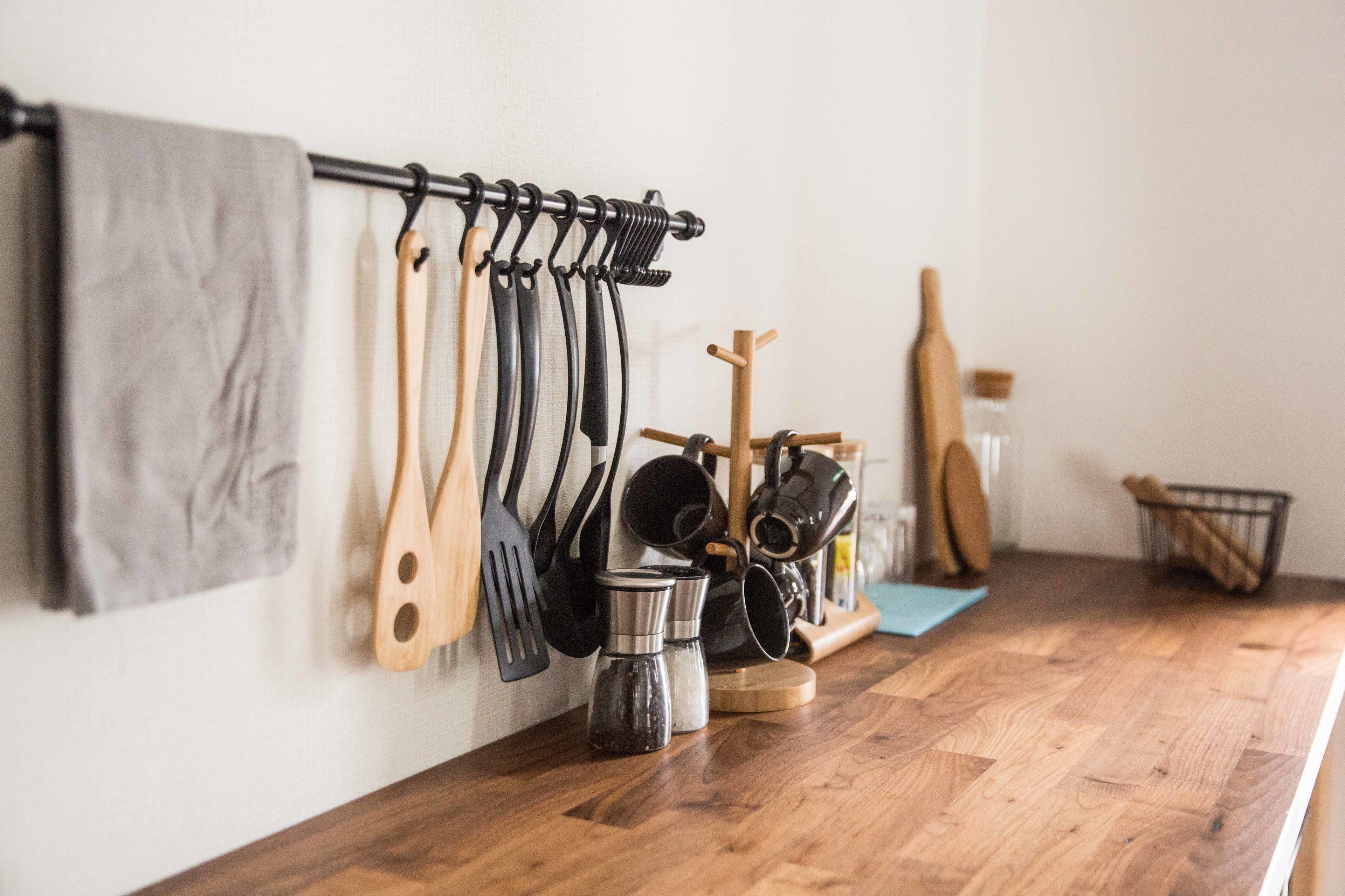 mini-fridge, electric kettle, high chair