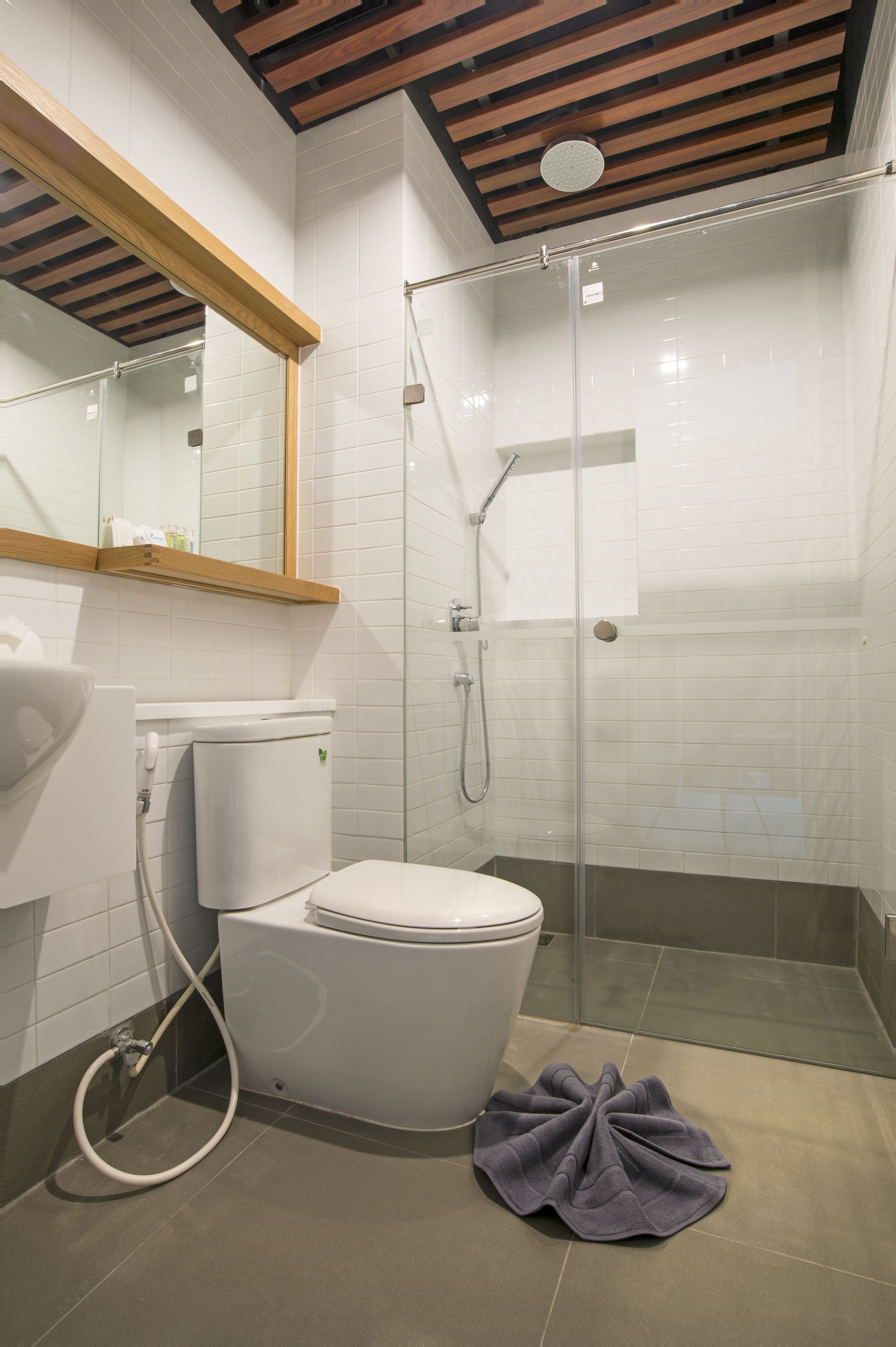 shower, rainfall showerhead, free toiletries, hair dryer