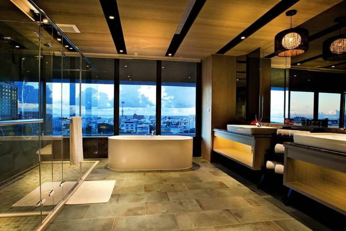 supreme suite  | bathroom | hair dryer, slippers, bidet, towels