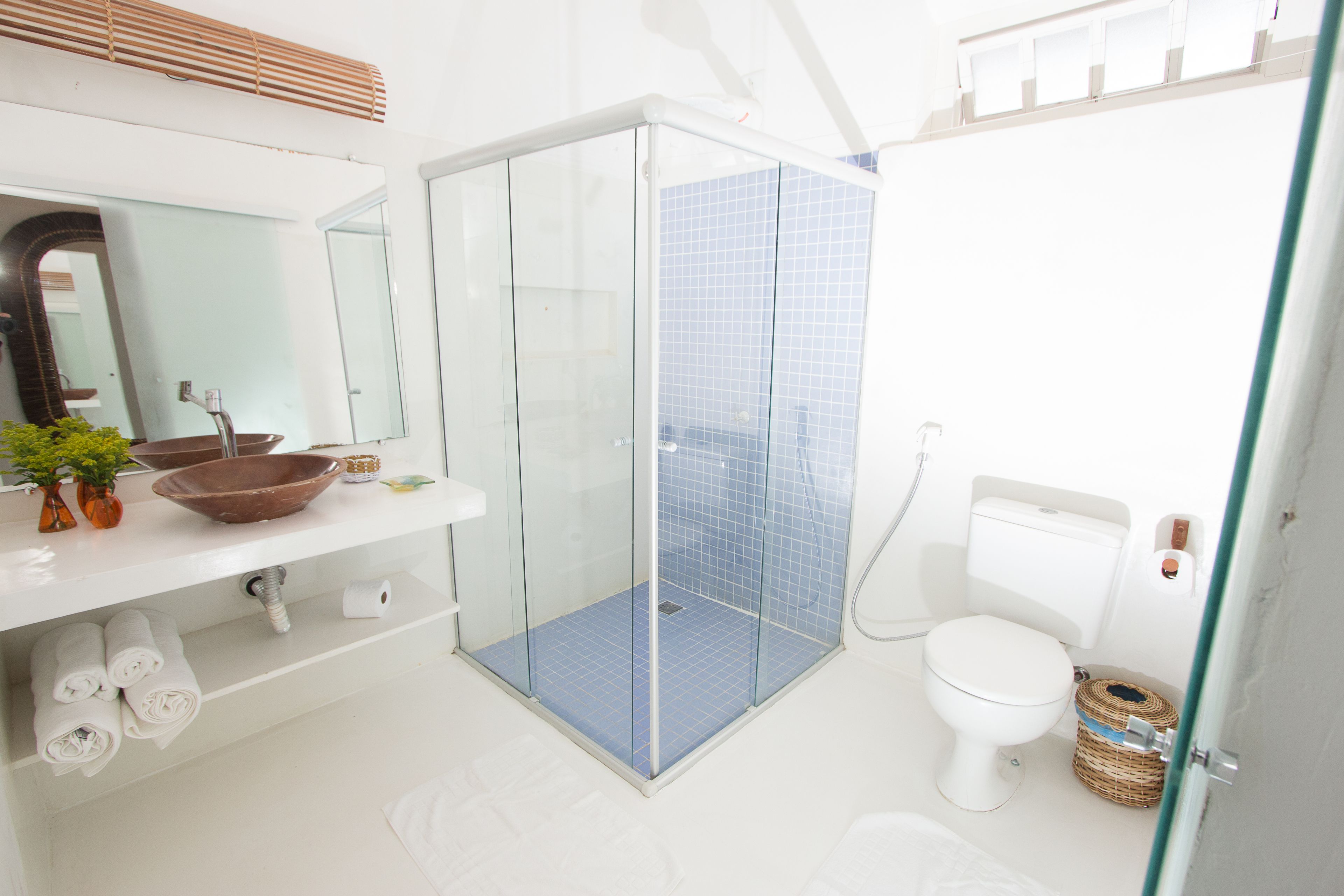 double room, sea view | bathroom | shower, rainfall showerhead, hair dryer, towels