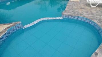 Outdoor pool, pool umbrellas