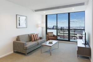 Flat-screen TV, DVD player