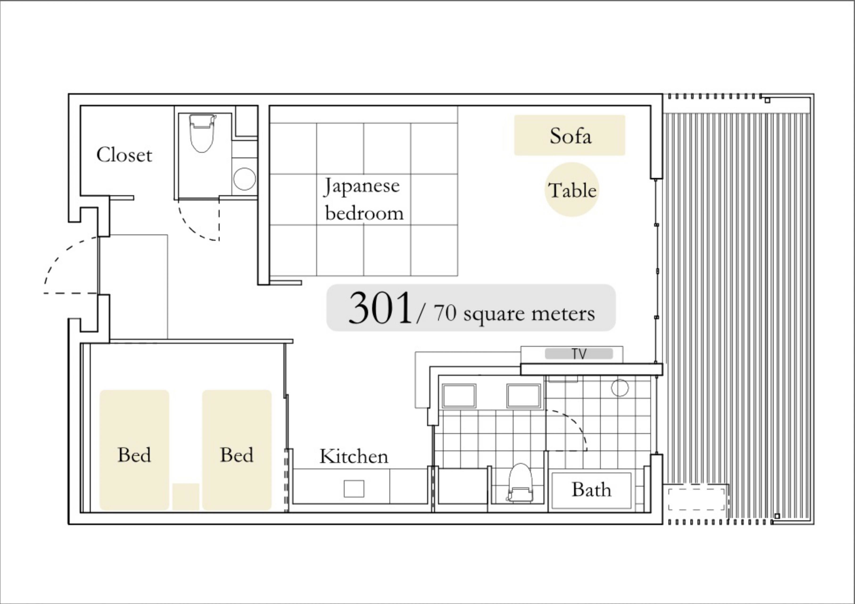 river view room with tatami area 301 | floor plan