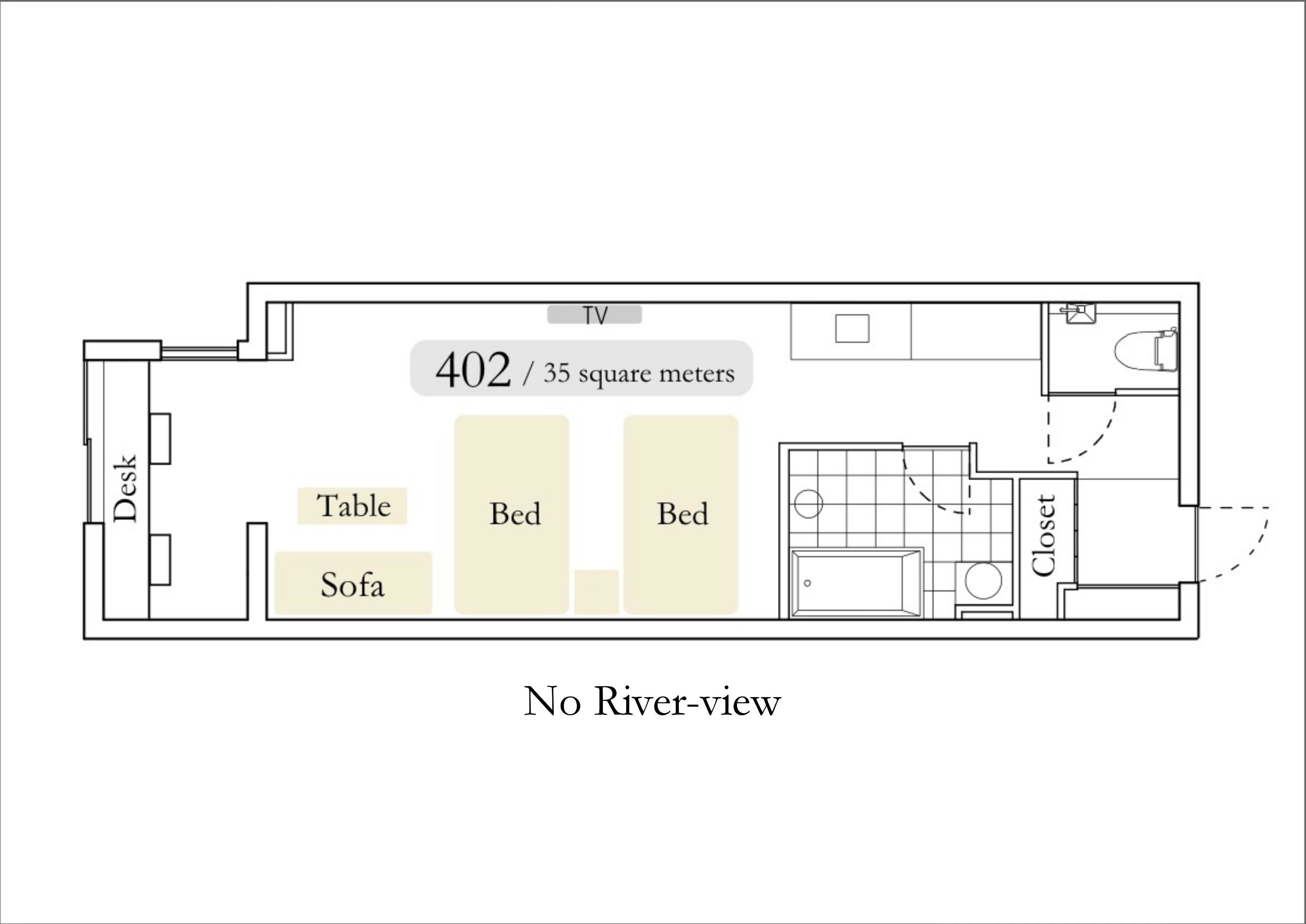 twin room-street view | floor plan