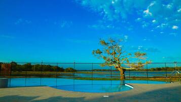 Outdoor pool, pool loungers