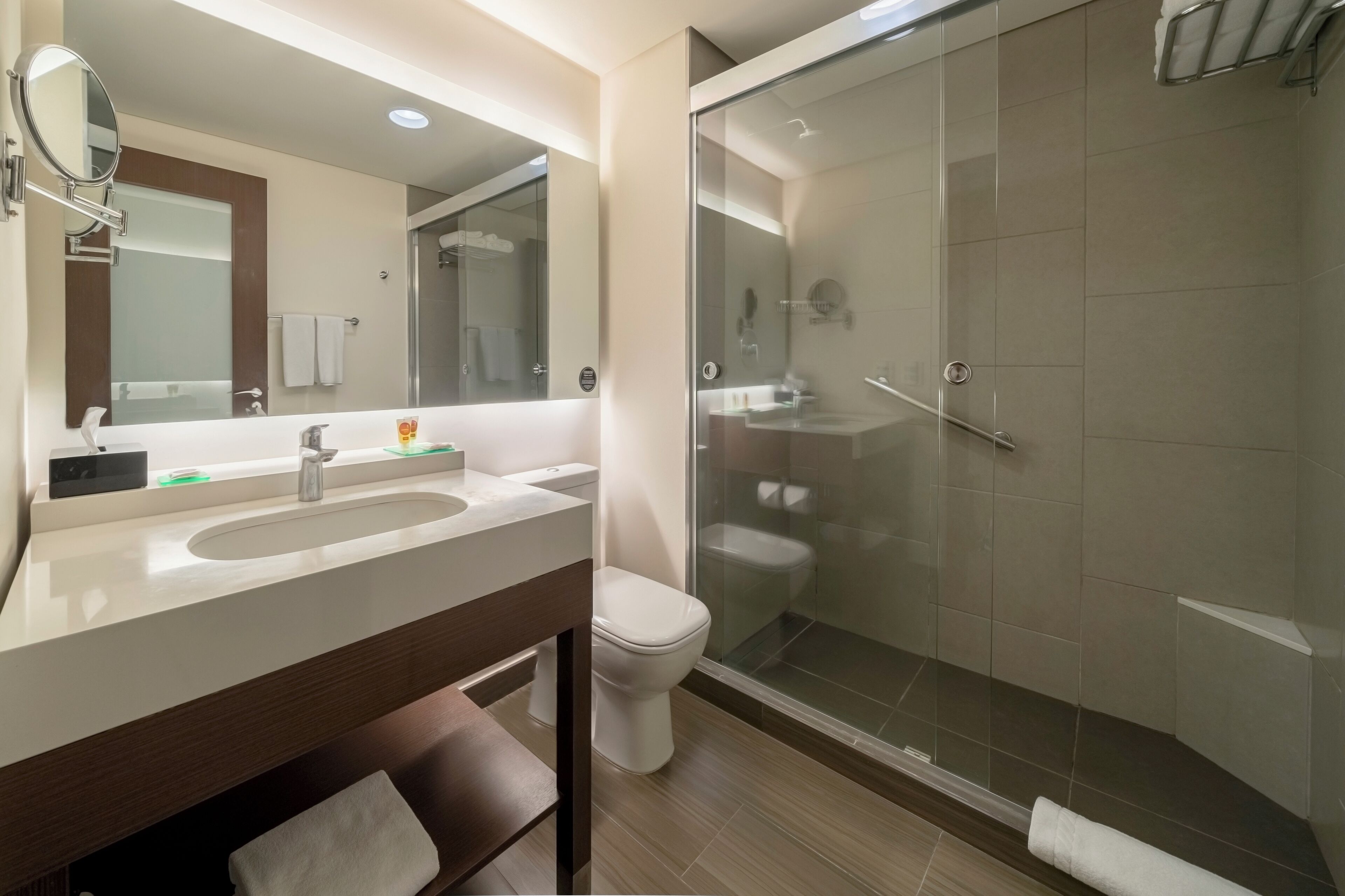 shower, rainfall showerhead, free toiletries, hair dryer