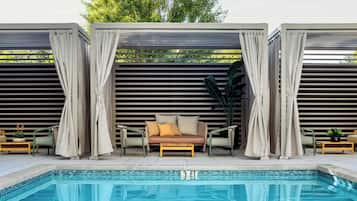 Outdoor pool, open 7:00 AM to 9:00 PM, sun loungers