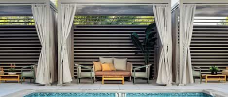 Outdoor pool, open 7:00 AM to 9:00 PM, sun loungers