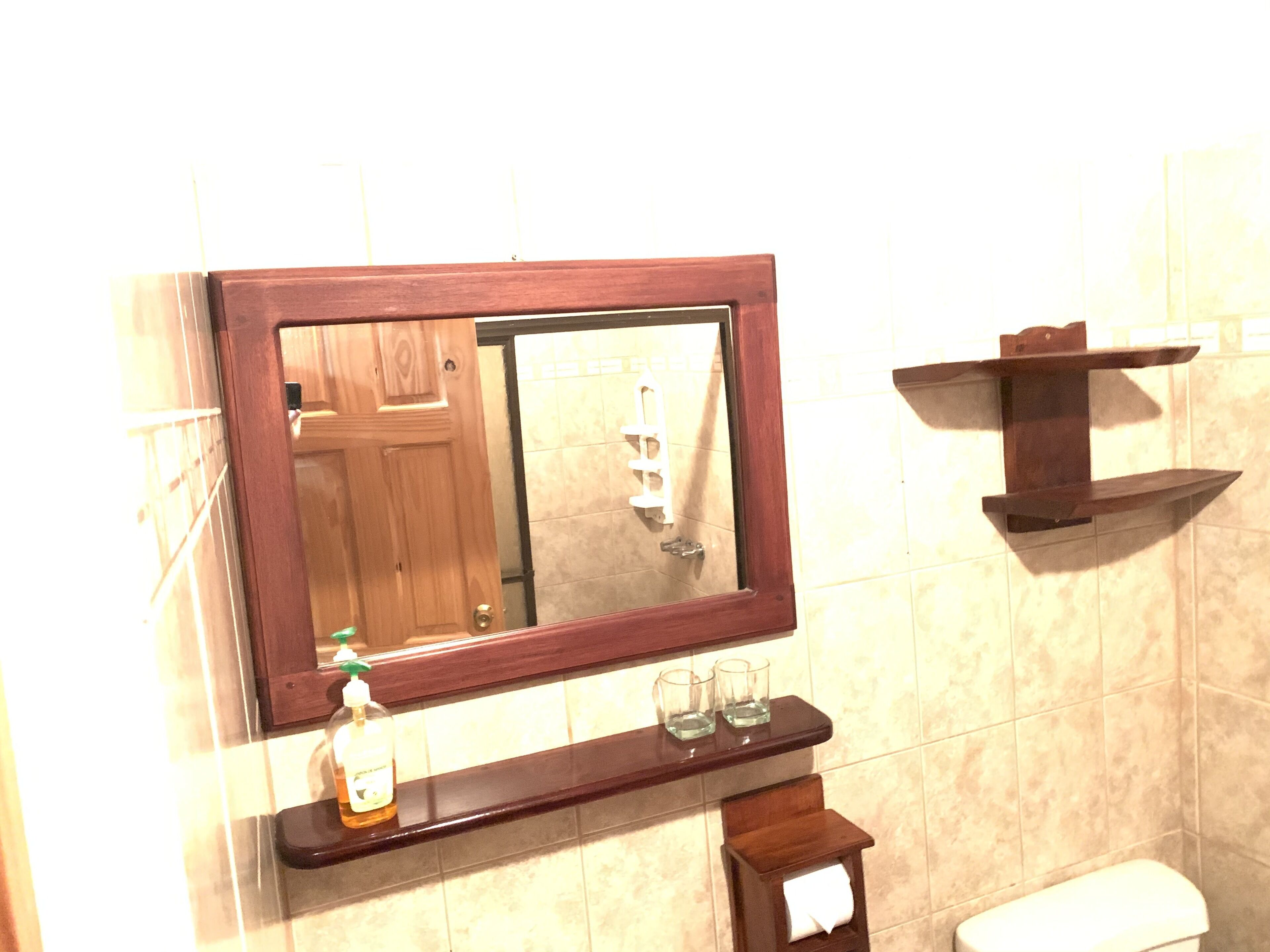 shower, towels, soap