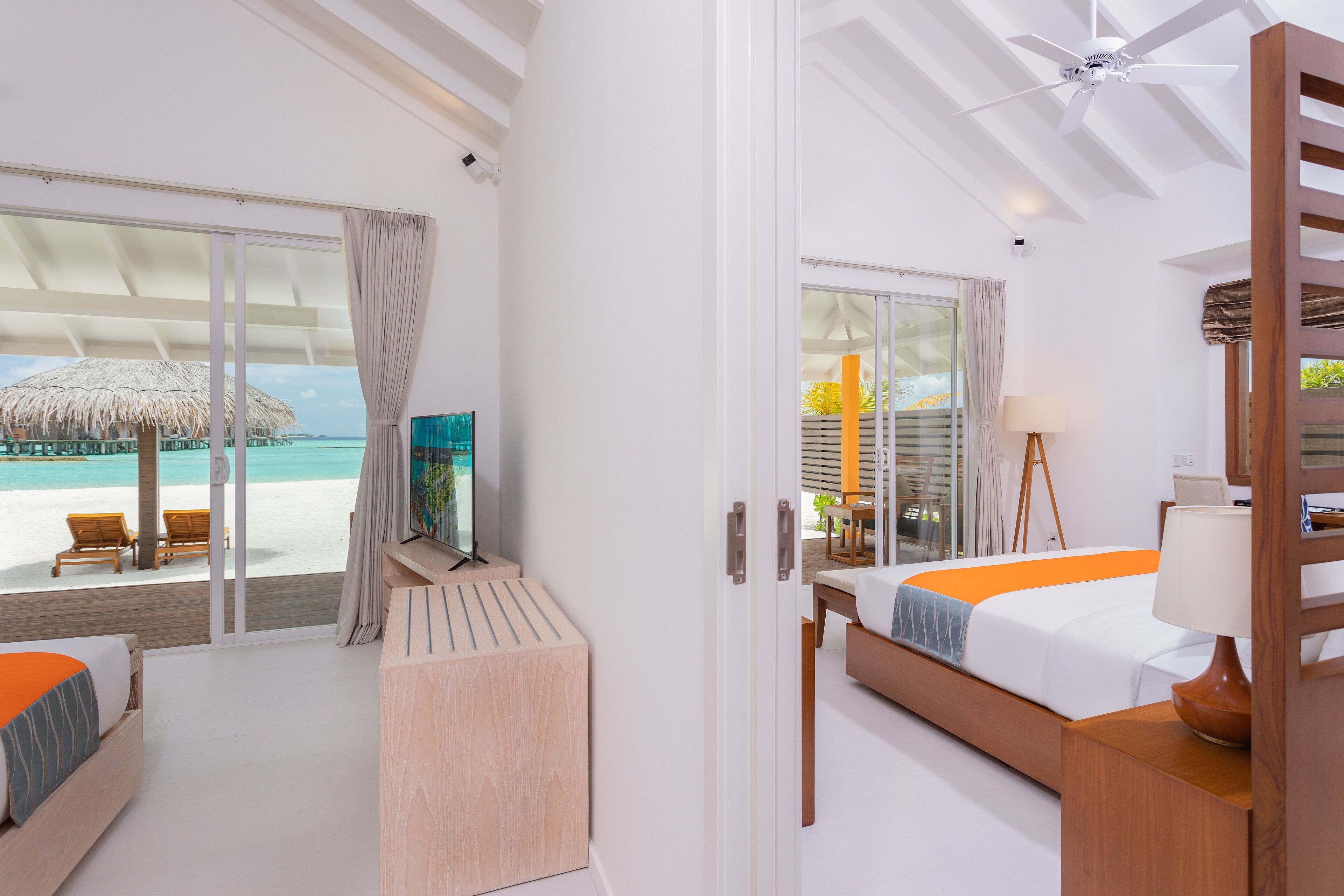 2 bedroom family beach villa (20% off on spa) | living area | 42-inch led tv with satellite channels, tv