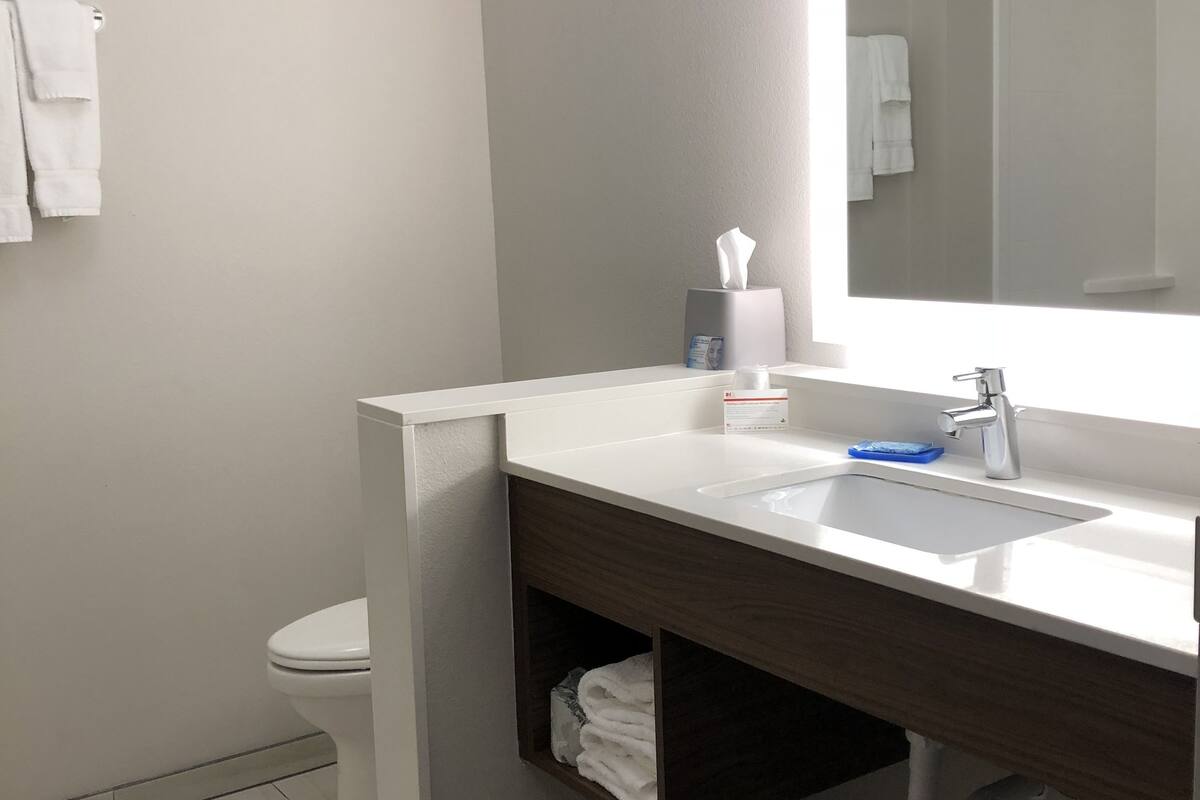 free toiletries, hair dryer, towels