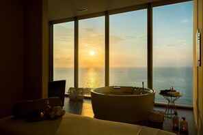 Hot tub, steam room, aromatherapy, Swedish massages, sports massages