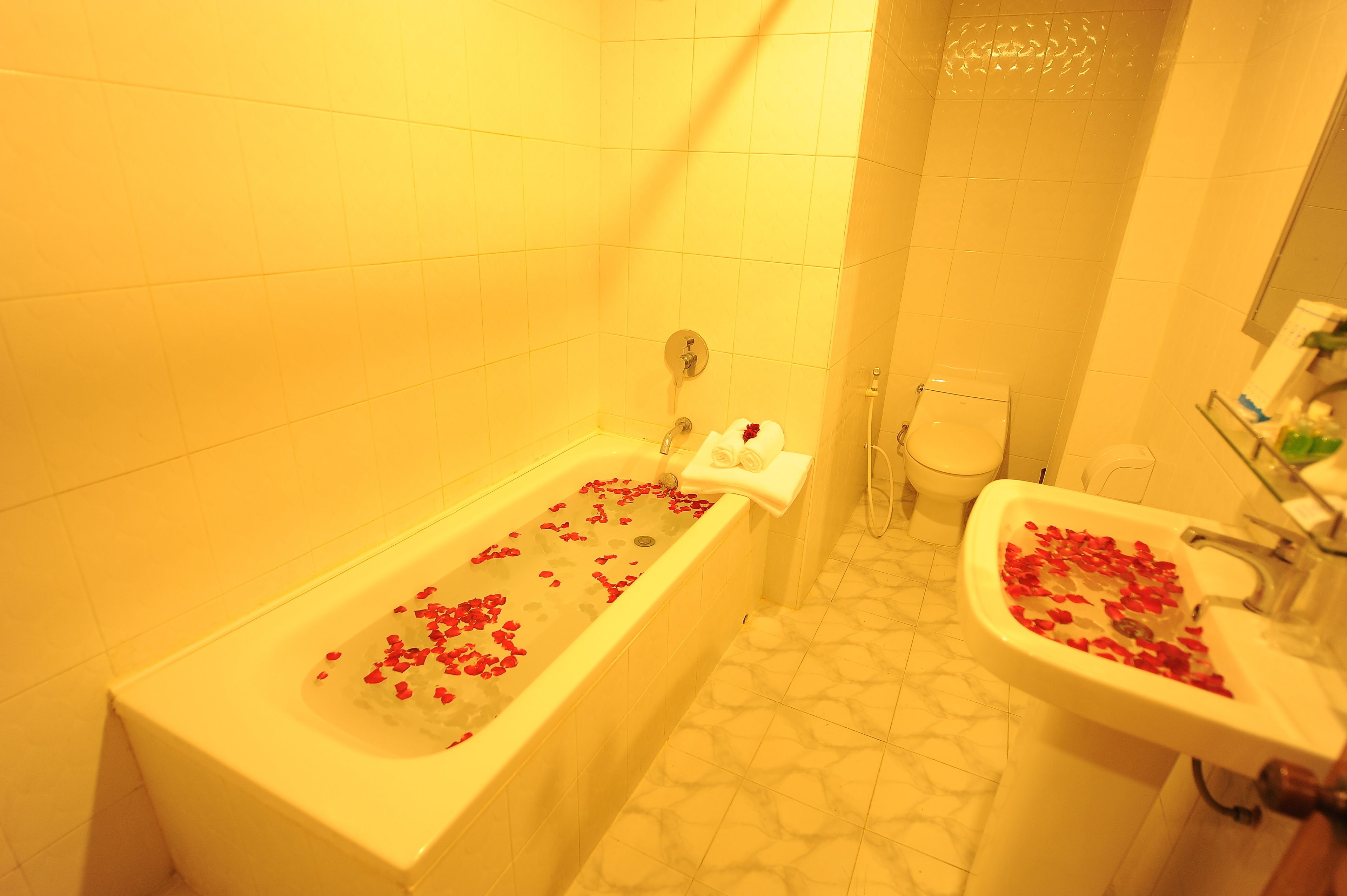Bañera con ducha, artículos de tocador gratuitos, secador de pelo