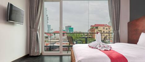 Premium Double Room, 1 Double Bed, City View, Corner | Premium bedding, minibar, in-room safe, individually decorated