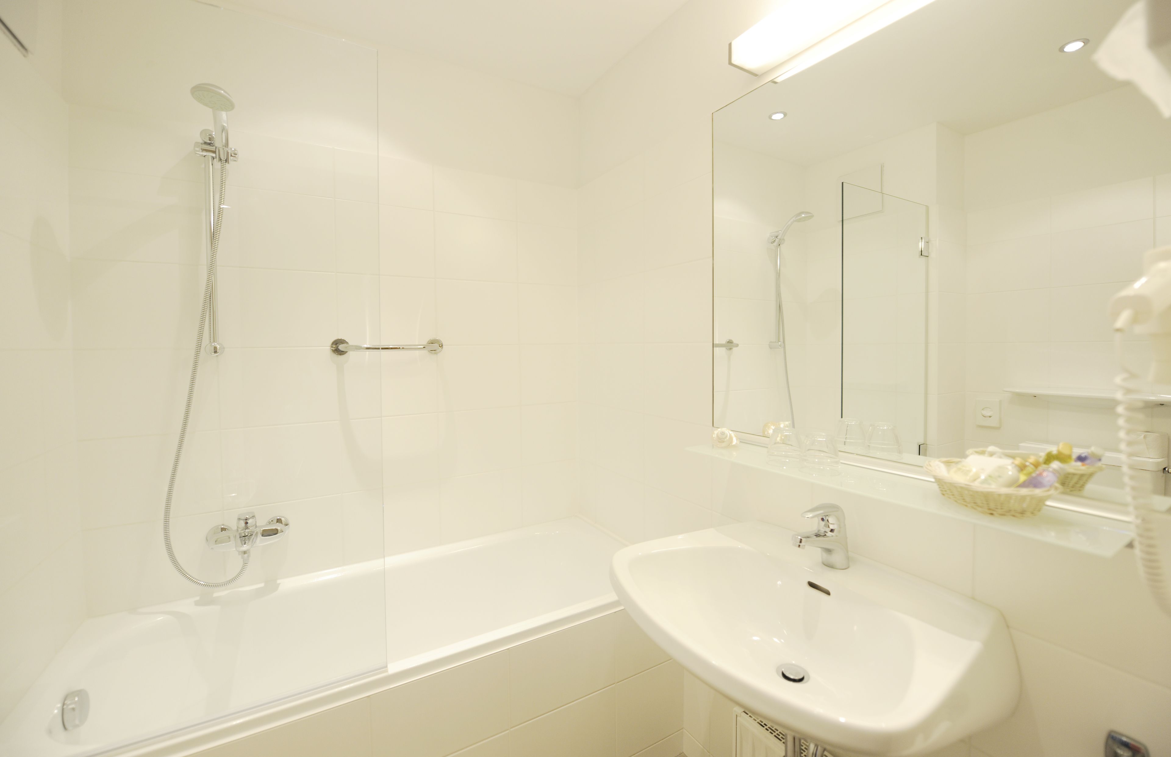 free toiletries, hair dryer, bathrobes, towels