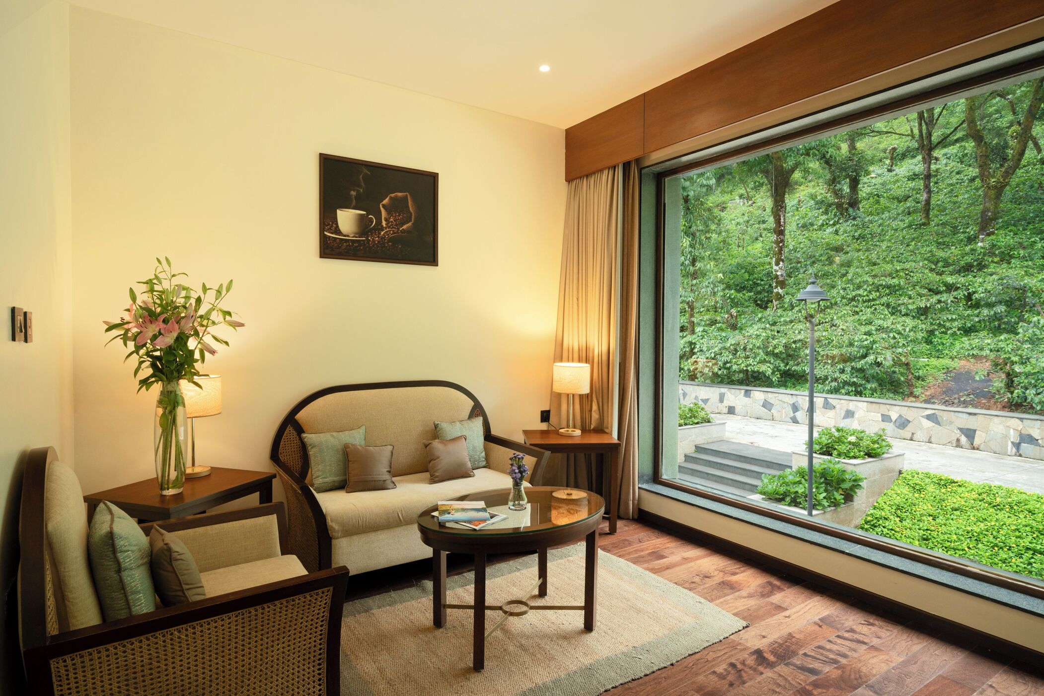 garden suites | living area | 40-inch flat-screen tv with cable channels, tv, table football