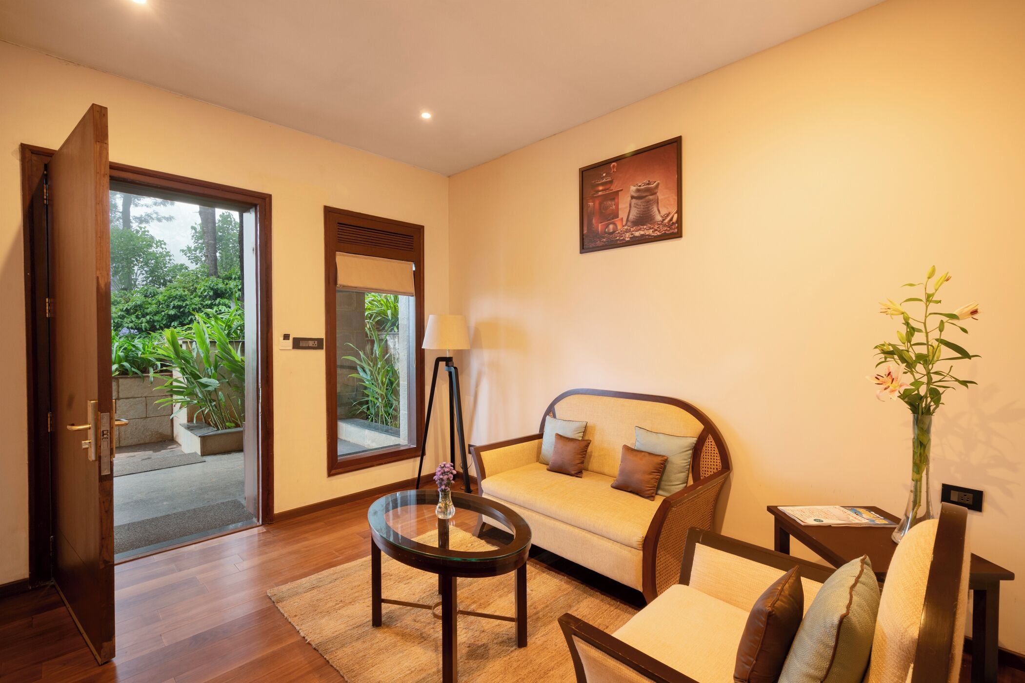 coffee suites | living area | 40-inch flat-screen tv with cable channels, tv, table football
