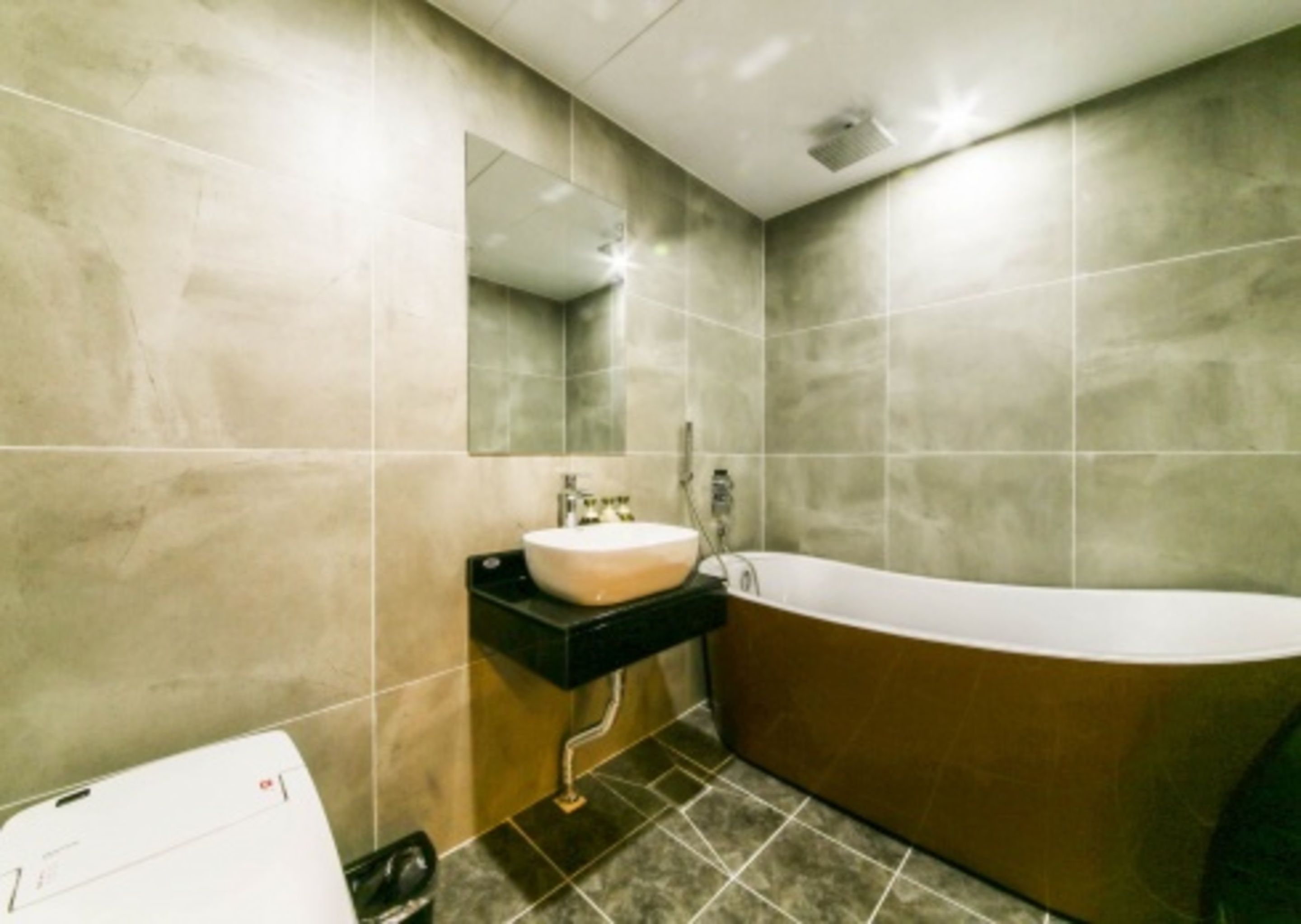 deluxe room | bathroom | shower, free toiletries, hair dryer, bathrobes