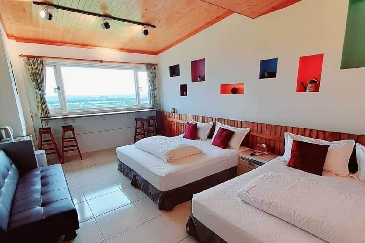 Quadruple Room, Courtyard View | Desk, blackout drapes, soundproofing, free WiFi