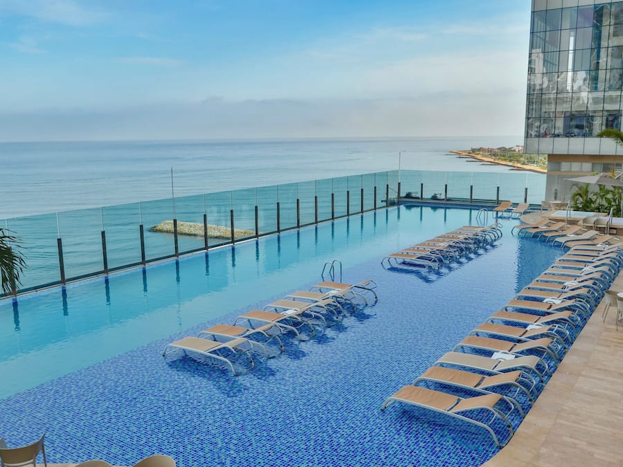 Outdoor pool, pool loungers
