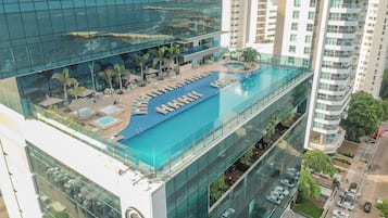 Outdoor pool, pool loungers