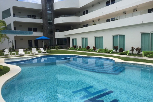 Outdoor pool, sun loungers