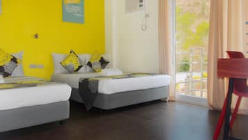 Desk, rollaway beds