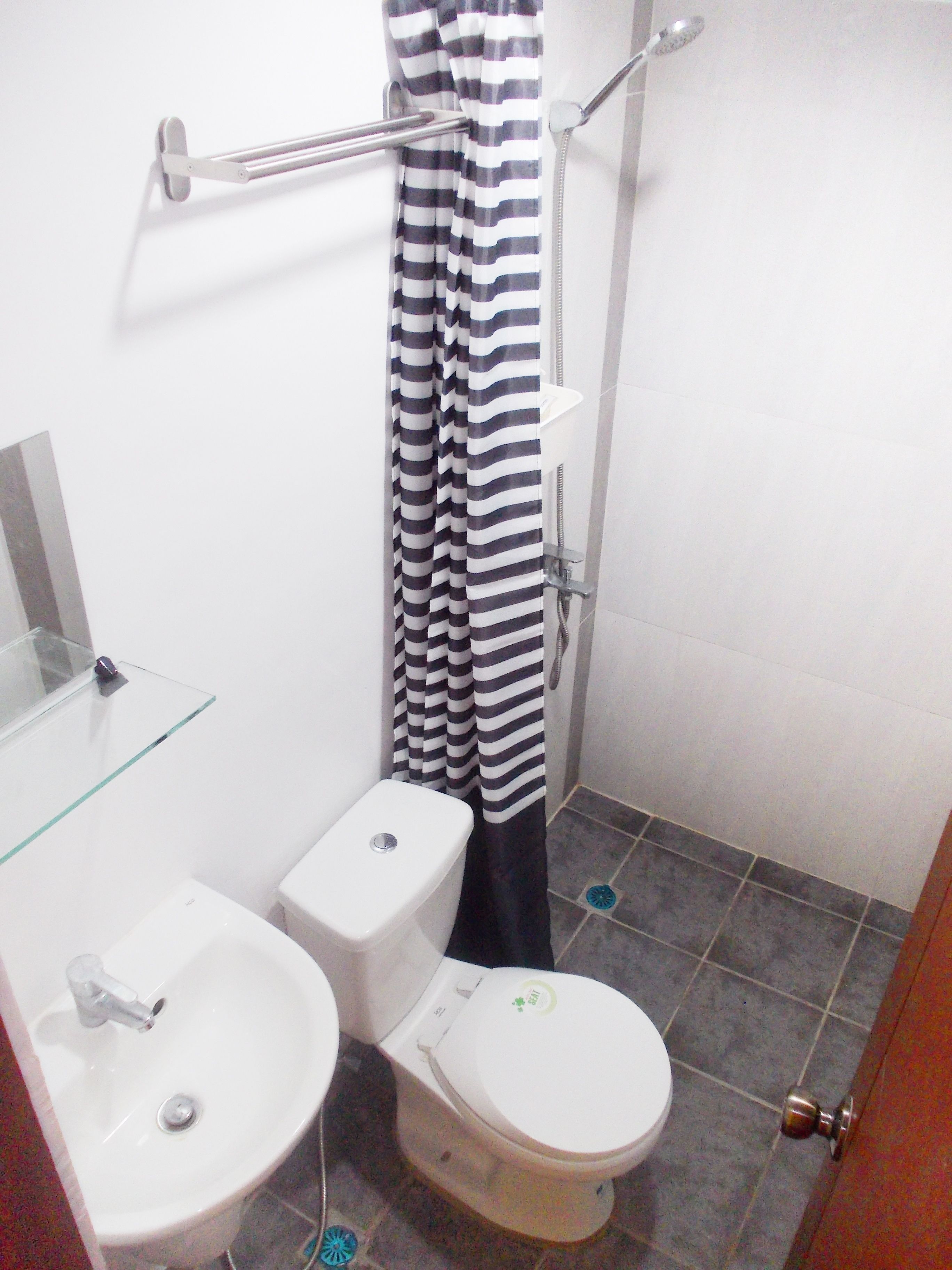 family suite, 2 double beds, hill view | bathroom shower