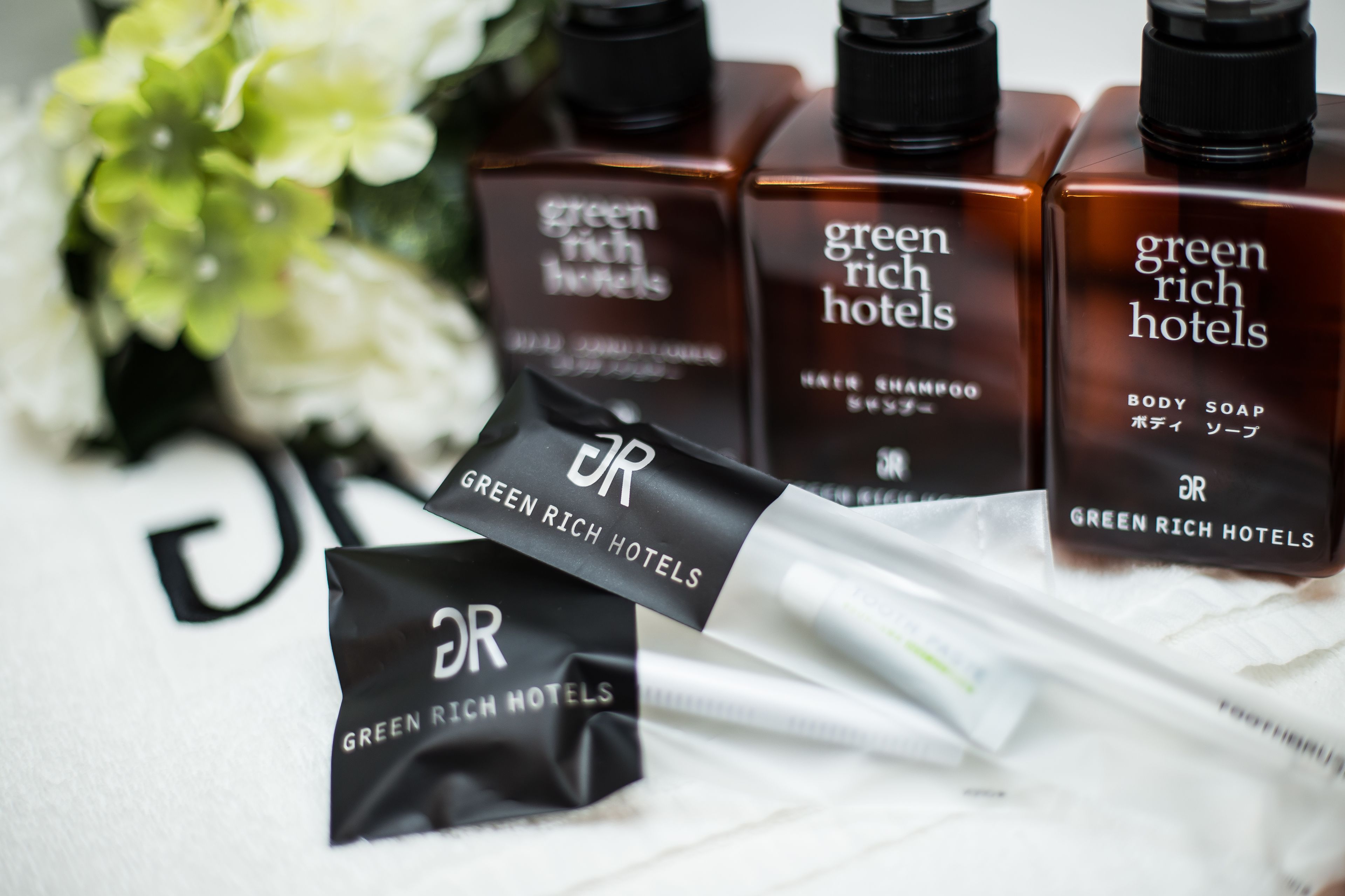 free toiletries, hair dryer, slippers, electronic bidet