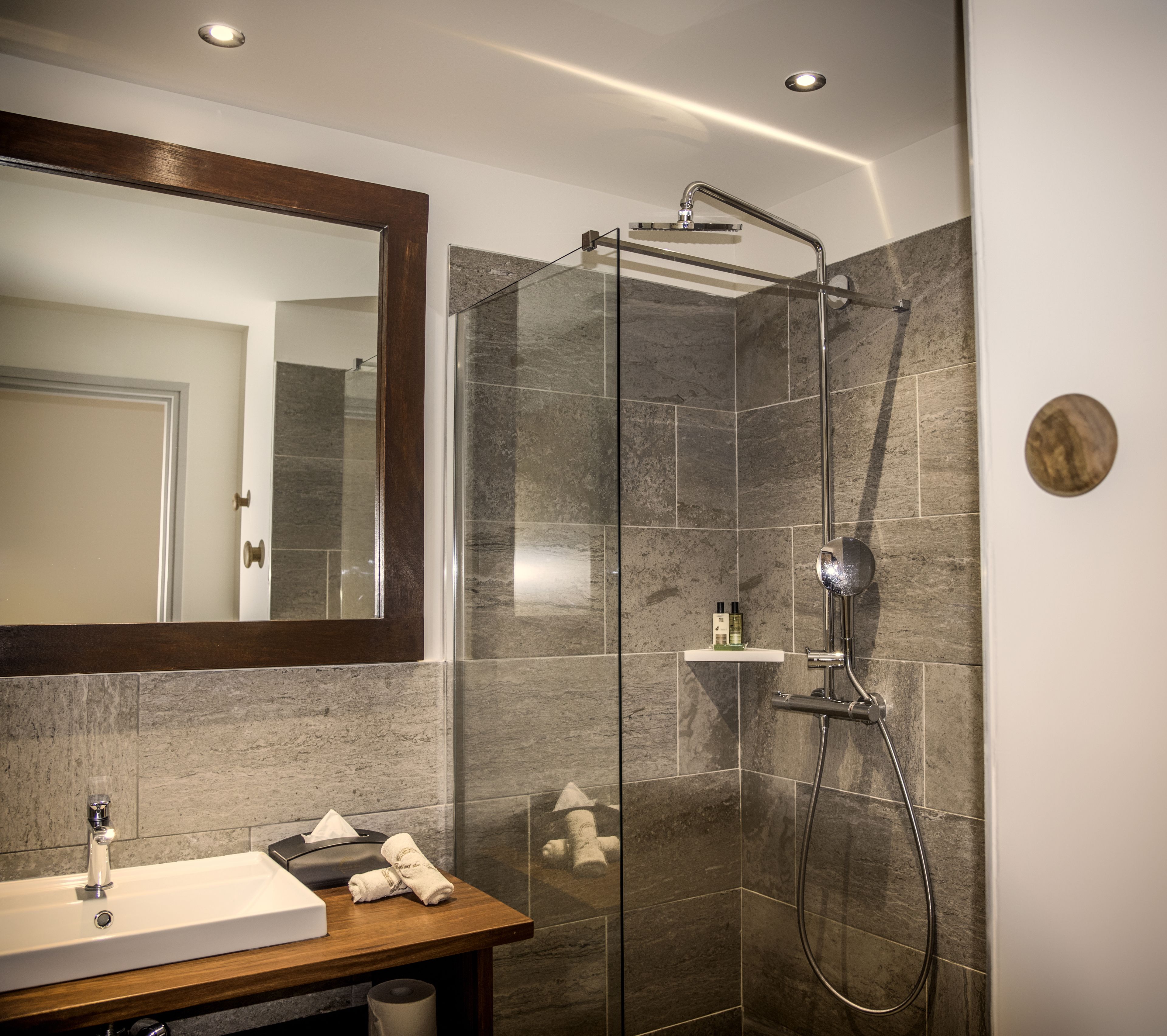 superior double or twin room, pool view | bathroom | shower, free toiletries, hair dryer, towels