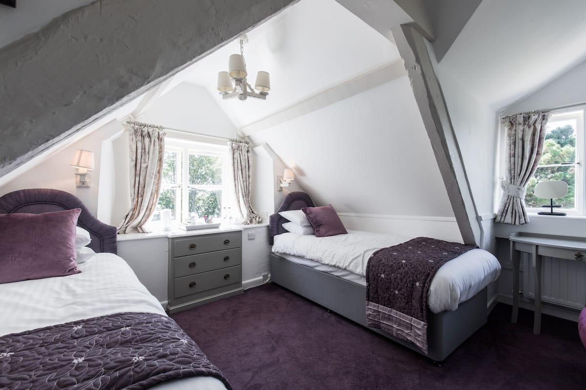 Twin kamer, en-suite badkamer, uitzicht op tuin (Room 12) | Hypoallergeen beddengoed, gratis wifi, beddengoed