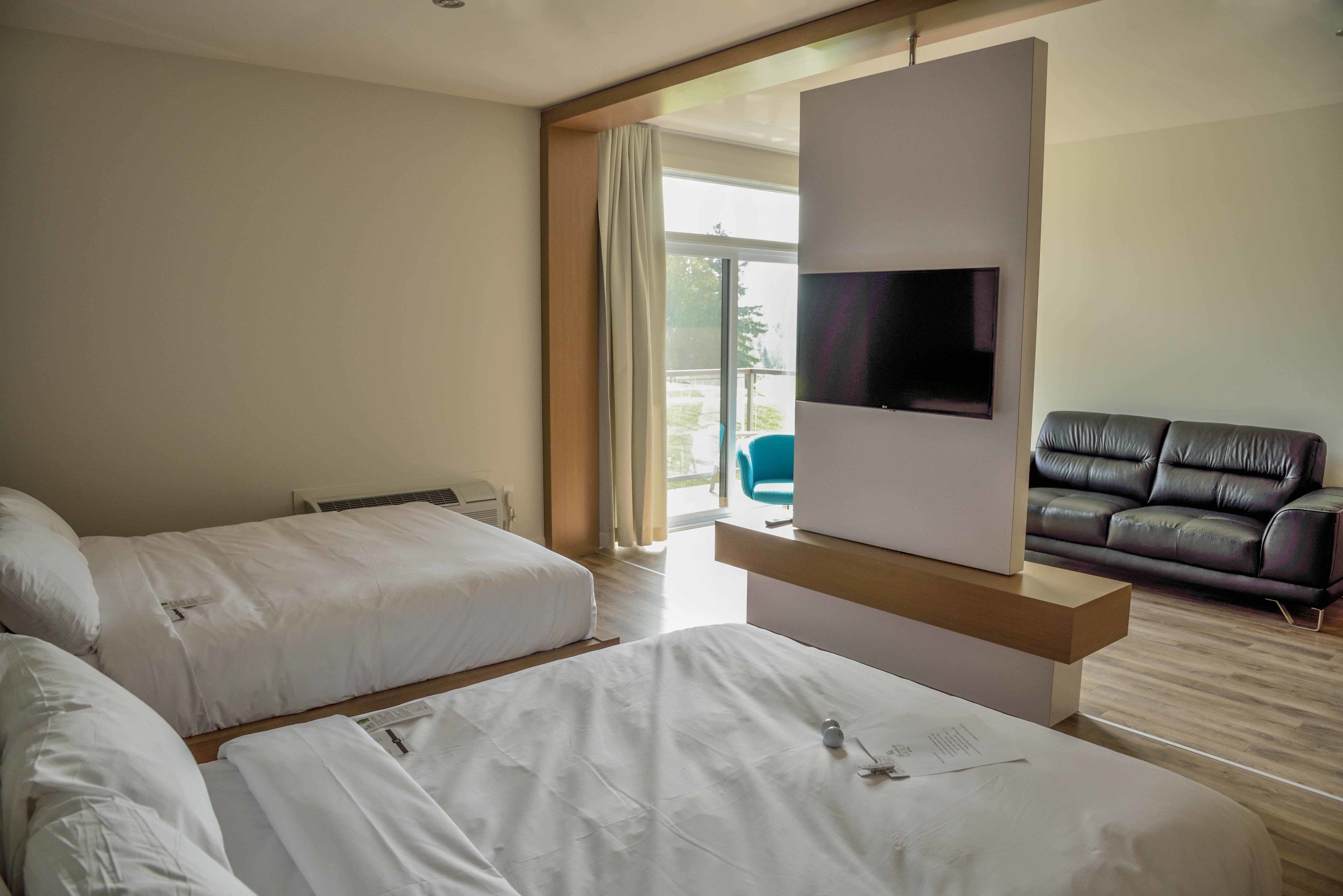 Hypo-allergenic bedding, desk, blackout curtains, soundproofing
