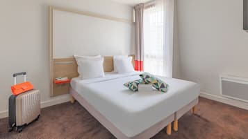 1 bedroom, desk, laptop workspace, iron/ironing board