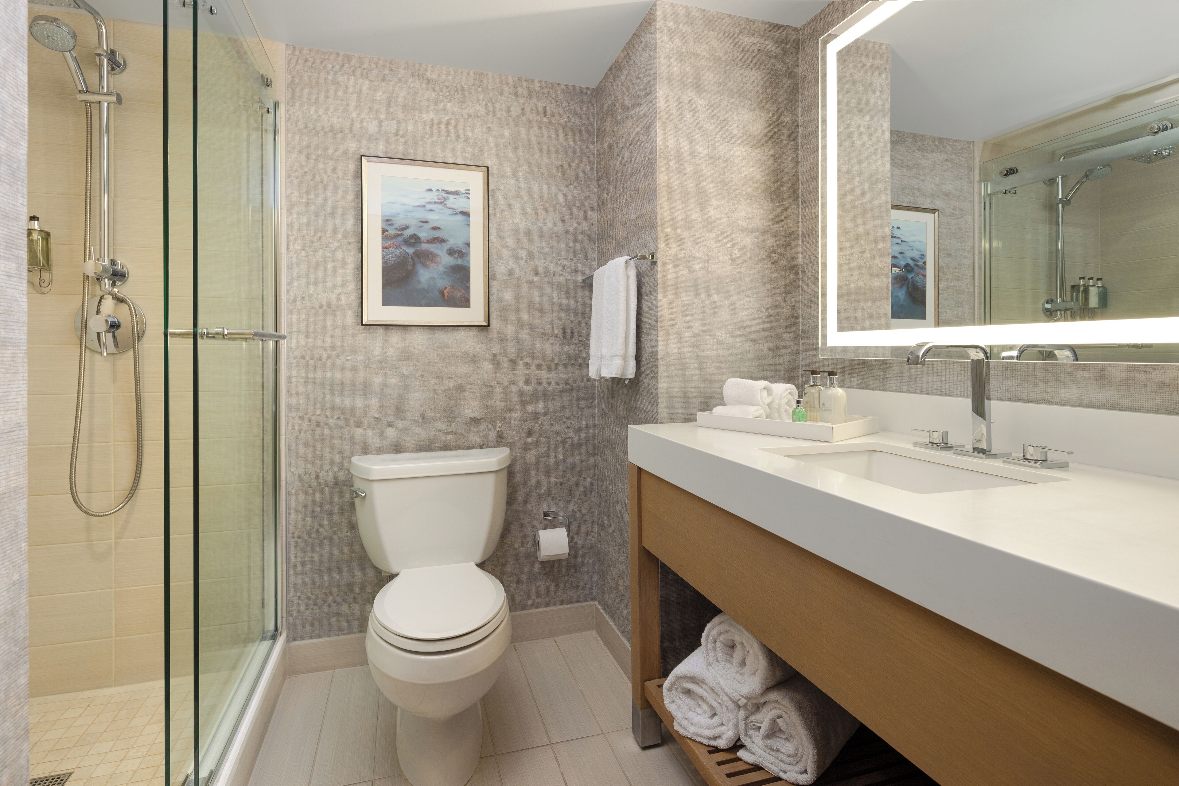 superior suite, 1 king bed | bathroom | designer toiletries, hair dryer, bathrobes, towels