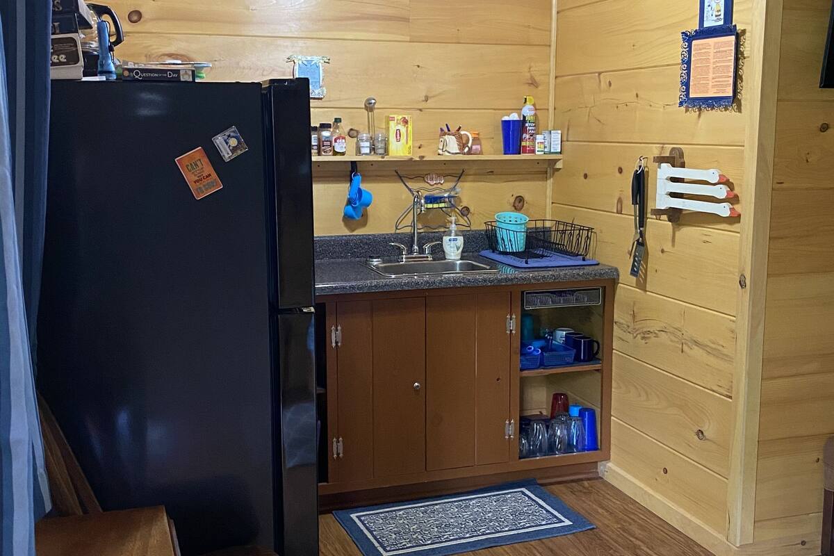 Traditional Cabin, 1 Queen Bed with Sofa bed, Courtyard View | Private kitchen | Coffee/tea maker, fridge, microwave, stovetop