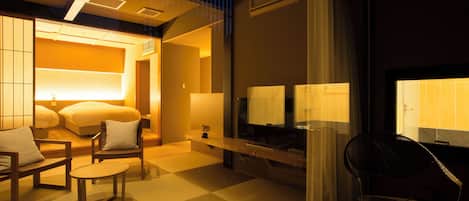 Japanese-style Twin Room, Balcony, Garden View | 1 bedroom, down comforters, in-room safe, individually decorated